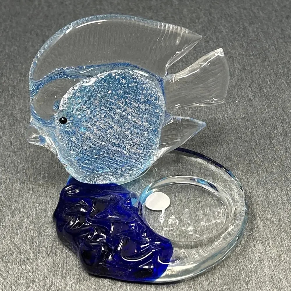 Vintage PartyLite Bermuda Blue Fish Glass Tealight Votive Candle Holder Retired